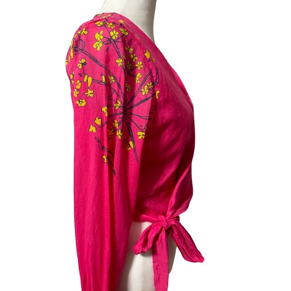 Roopa Pemmaraju Anthro Floral Wrap Cropped Top Small - Picture 2 of 8